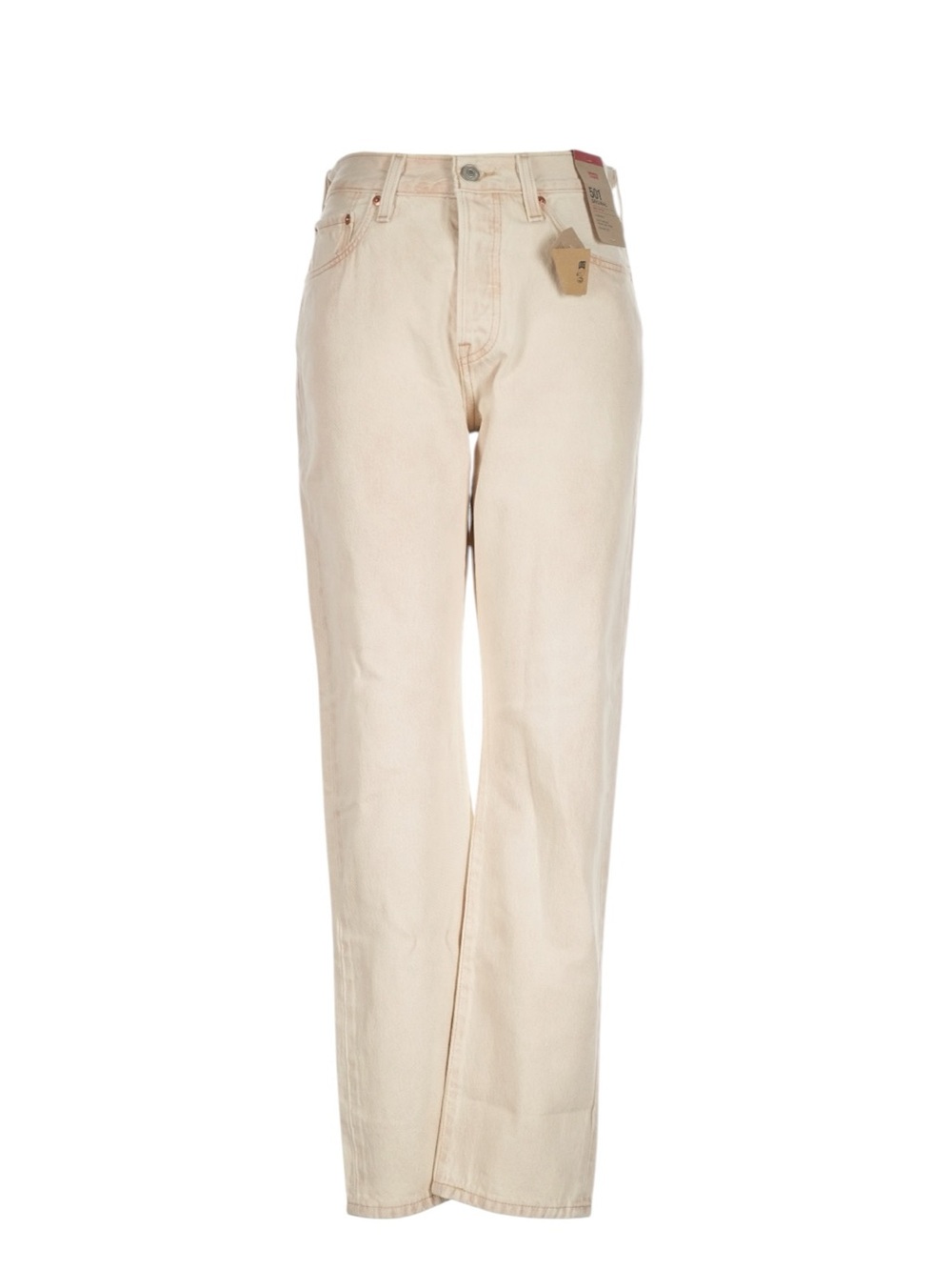 Levi's 501 Original Jeans Size 28 Cream High-Rise Straight Leg Casual